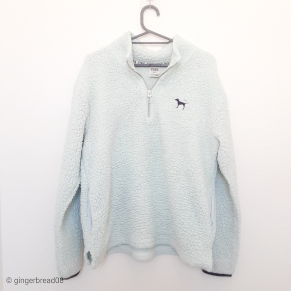 🍵Pink Victoria's Secret Mint Sherpa Pullover - Picture 3 of 8
